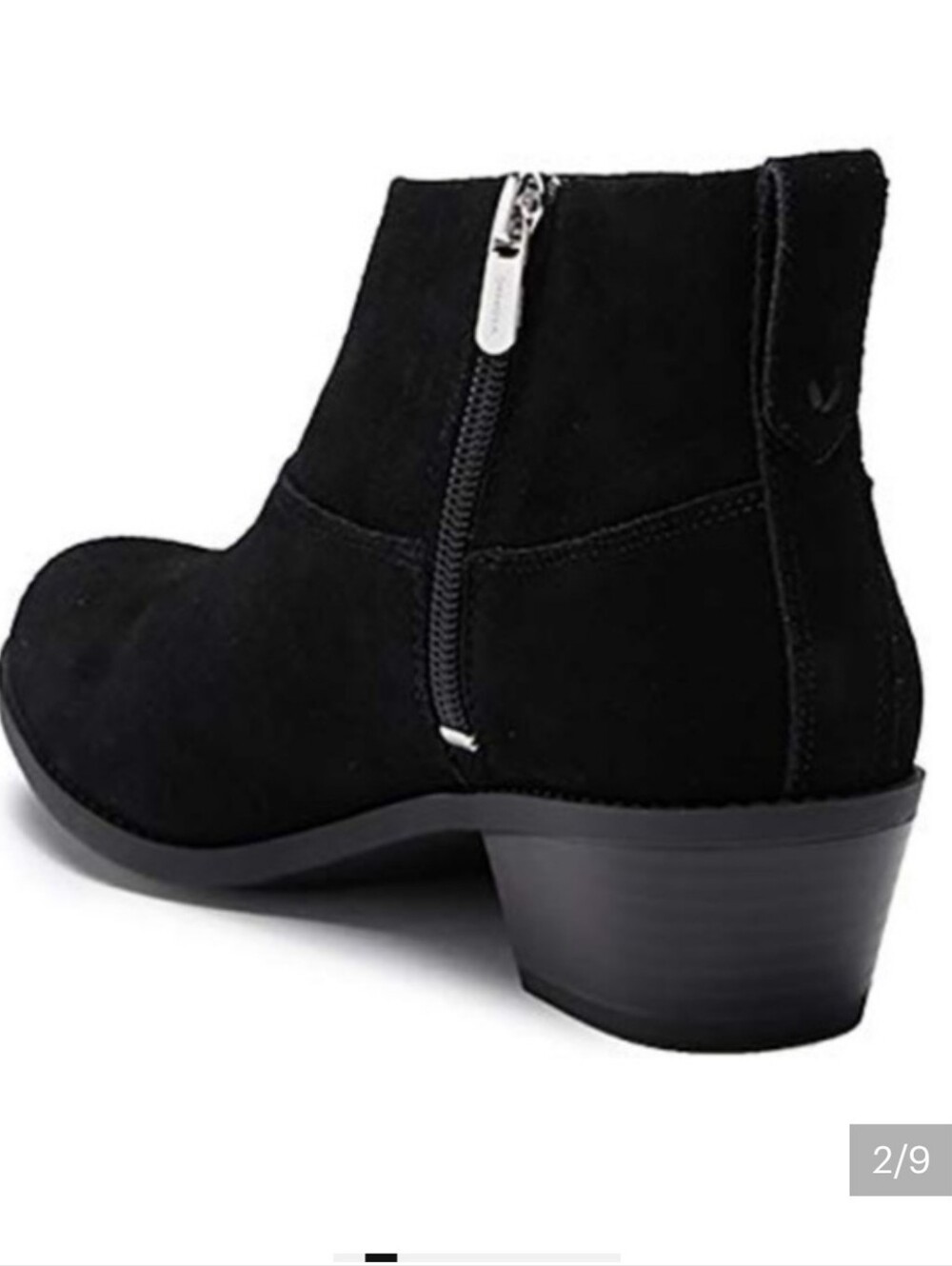 Vionic Zadie Black Suede Ankle Heel Booties with Side Zipper Size 7.5